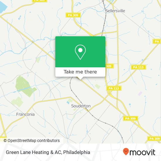 Green Lane Heating & AC map