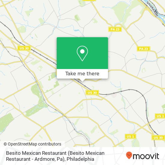 Mapa de Besito Mexican Restaurant (Besito Mexican Restaurant - Ardmore, Pa)