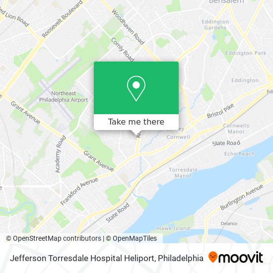 Jefferson Torresdale Hospital Heliport map