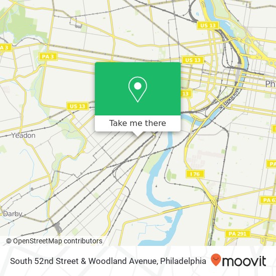 South 52nd Street & Woodland Avenue map