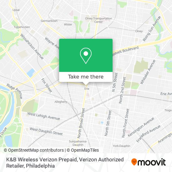 Mapa de K&B Wireless Verizon Prepaid, Verizon Authorized Retailer