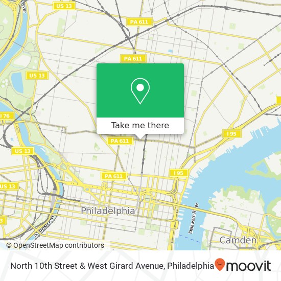 Mapa de North 10th Street & West Girard Avenue