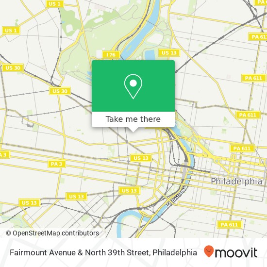 Fairmount Avenue & North 39th Street map