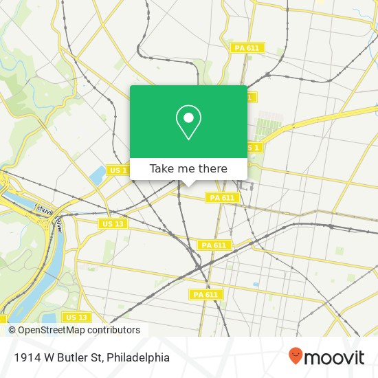 1914 W Butler St map