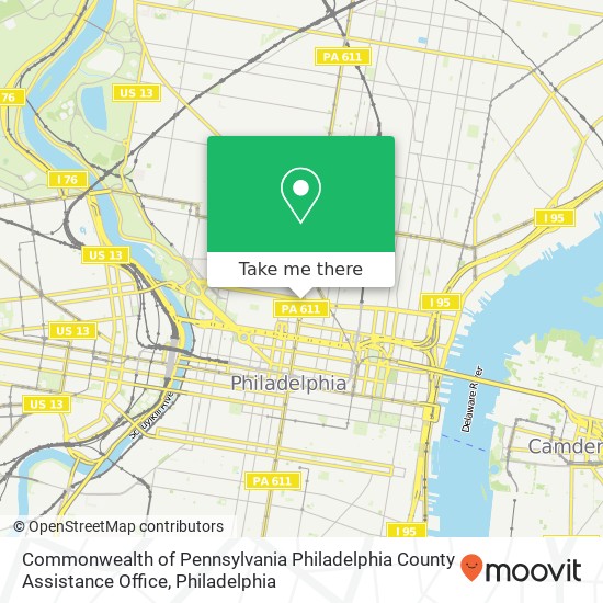 Commonwealth of Pennsylvania Philadelphia County Assistance Office map