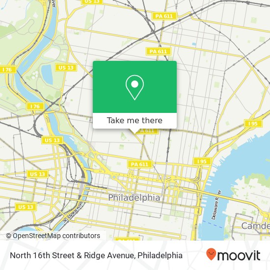 Mapa de North 16th Street & Ridge Avenue