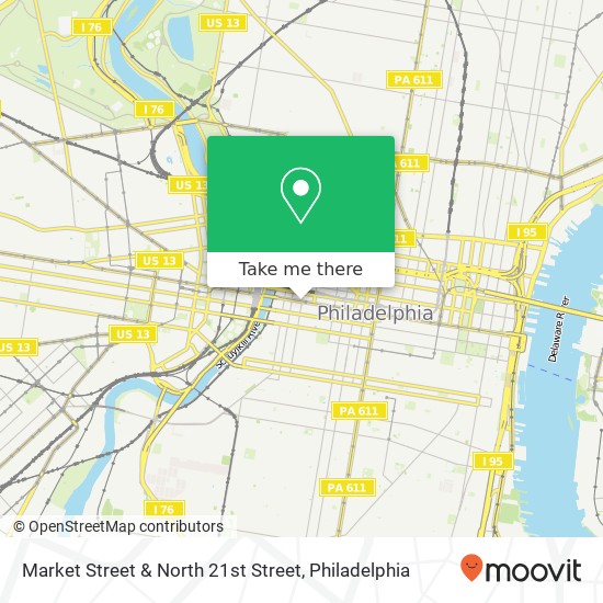 Market Street & North 21st Street map