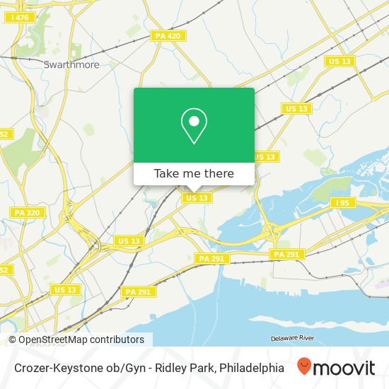 Mapa de Crozer-Keystone ob / Gyn - Ridley Park