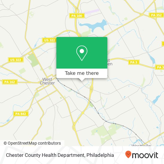 Chester County Health Department map