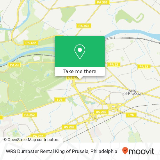 WRS Dumpster Rental King of Prussia map