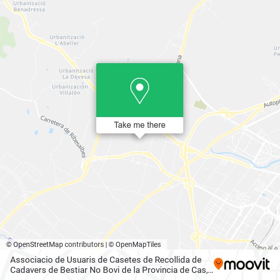 mapa Associacio de Usuaris de Casetes de Recollida de Cadavers de Bestiar No Bovi de la Provincia de Cas