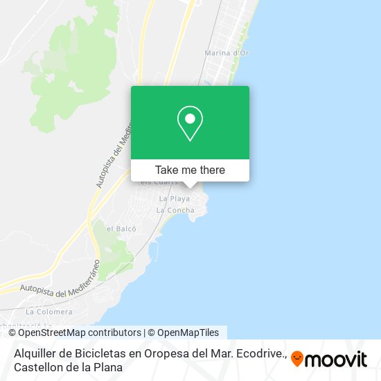 mapa Alquiller de Bicicletas en Oropesa del Mar. Ecodrive.