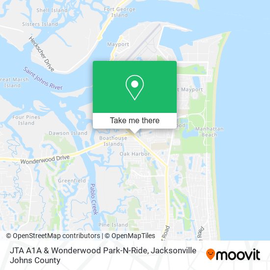 JTA A1A & Wonderwood Park-N-Ride map