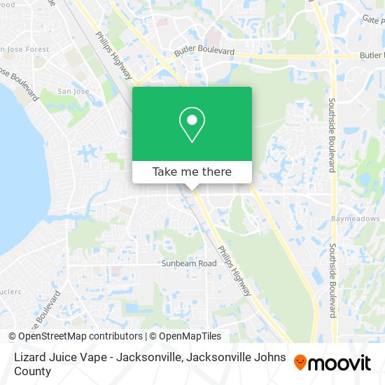 Lizard Juice Vape - Jacksonville map