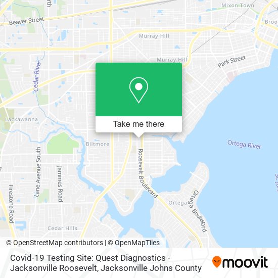 Covid-19 Testing Site: Quest Diagnostics - Jacksonville Roosevelt map