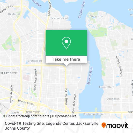 Covid-19 Testing Site: Legends Center map