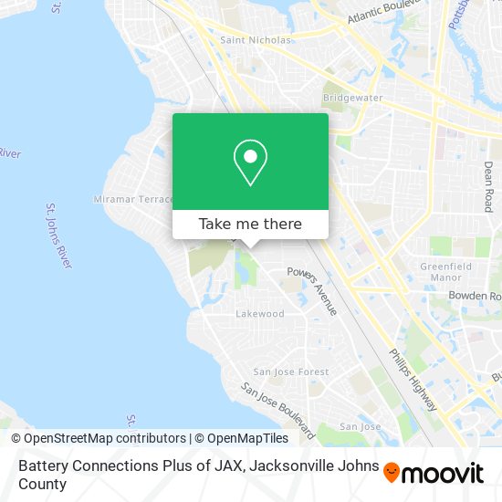 Battery Connections Plus of JAX map