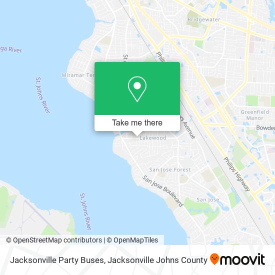 Mapa de Jacksonville Party Buses