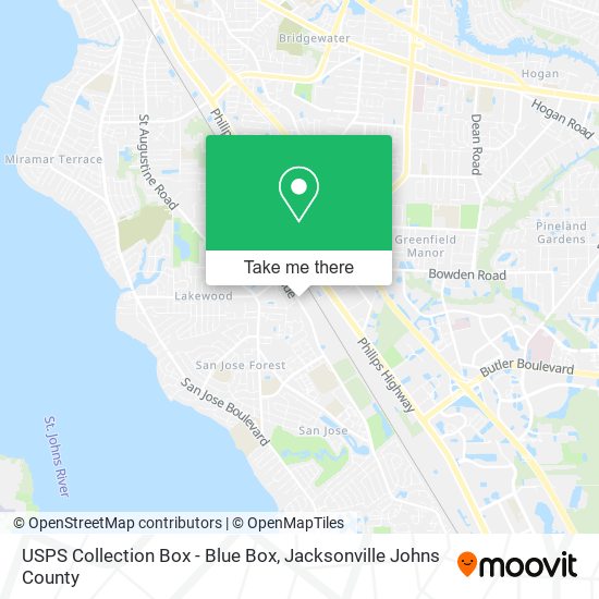 Mapa de USPS Collection Box - Blue Box