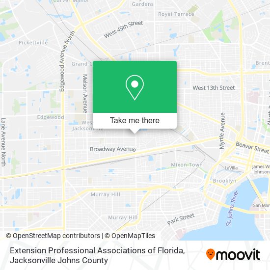 Mapa de Extension Professional Associations of Florida