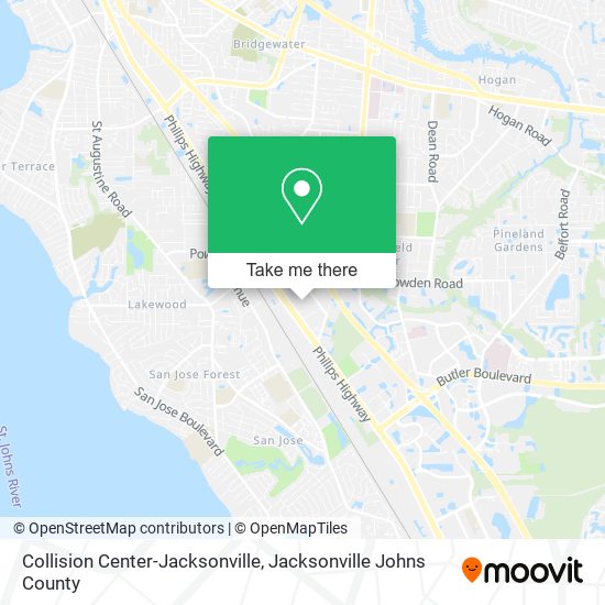 Collision Center-Jacksonville map