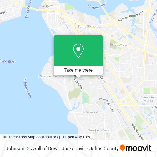 Mapa de Johnson Drywall of Duval