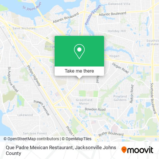Mapa de Que Padre Mexican Restaurant