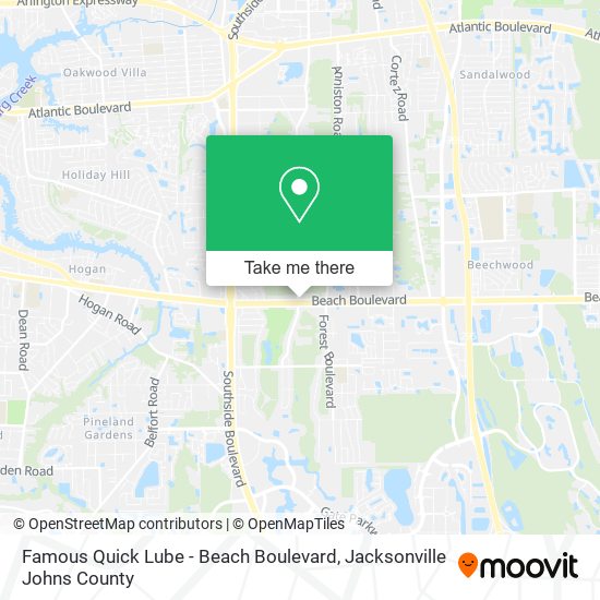 Famous Quick Lube - Beach Boulevard map
