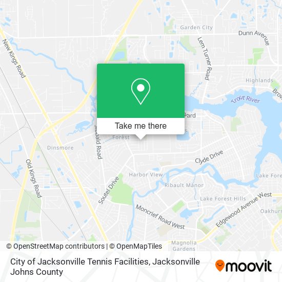 City of Jacksonville Tennis Facilities map