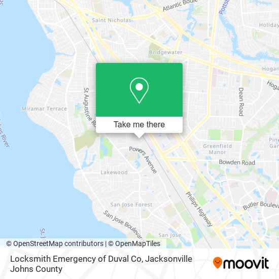 Locksmith Emergency of Duval Co map