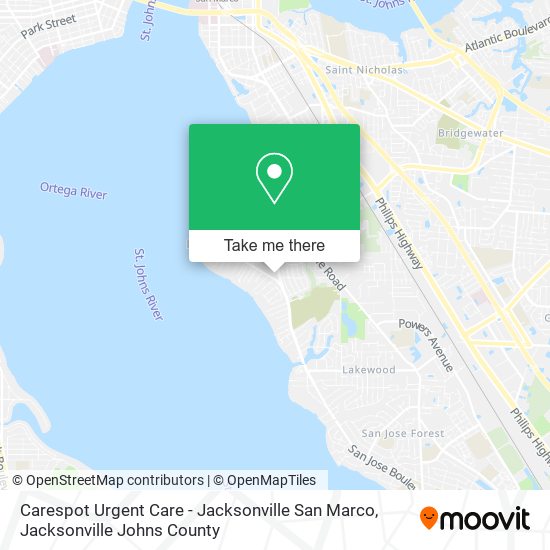 Carespot Urgent Care - Jacksonville San Marco map