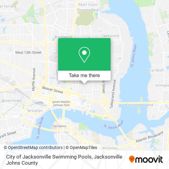 City of Jacksonville Swimming Pools map