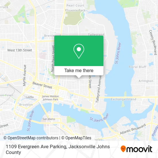 Mapa de 1109 Evergreen Ave Parking