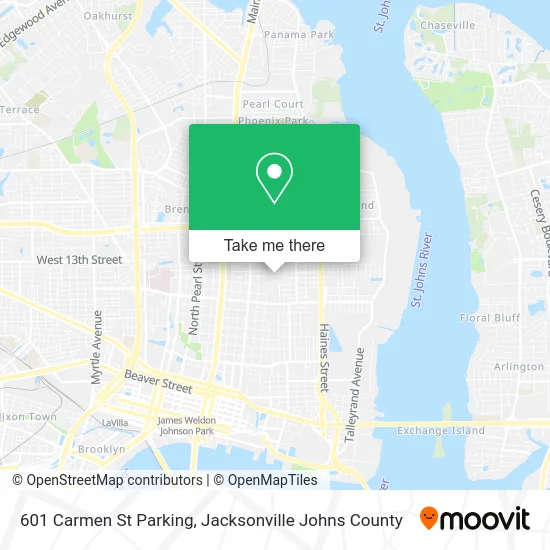 Mapa de 601 Carmen St Parking