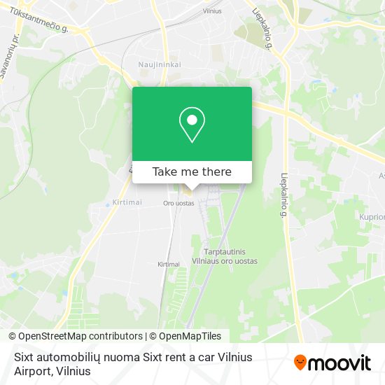 Карта Sixt automobilių nuoma Sixt rent a car Vilnius Airport