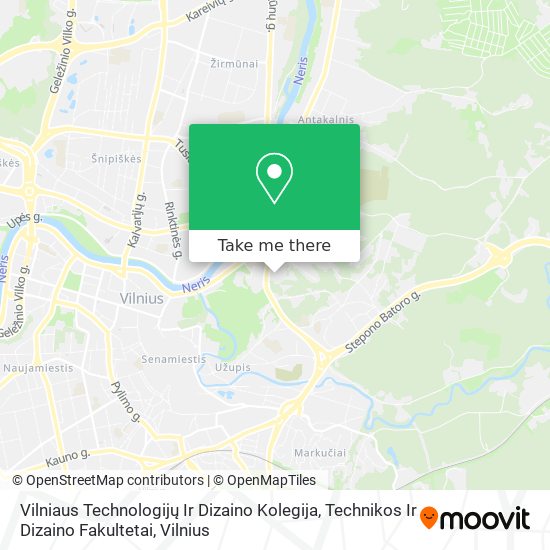 Карта Vilniaus Technologijų Ir Dizaino Kolegija, Technikos Ir Dizaino Fakultetai