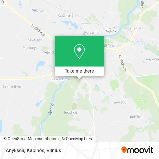 Карта Anykščių Kapinės