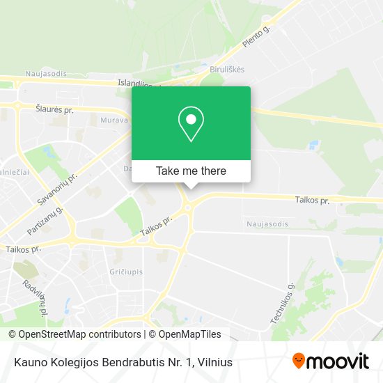 Карта Kauno Kolegijos Bendrabutis Nr. 1