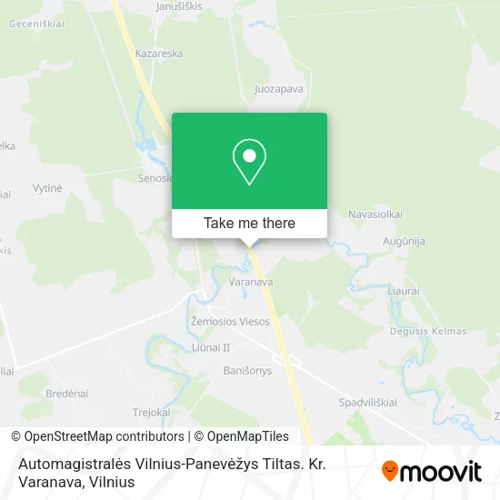 Automagistralės Vilnius-Panevėžys Tiltas. Kr. Varanava map