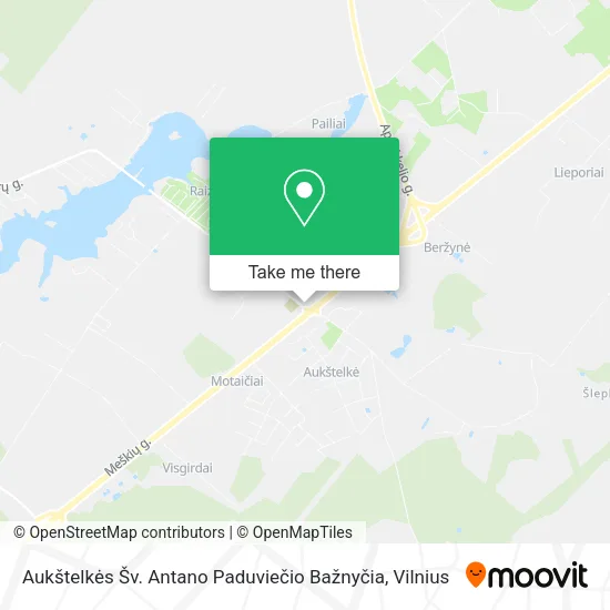 Карта Aukštelkės Šv. Antano Paduviečio Bažnyčia