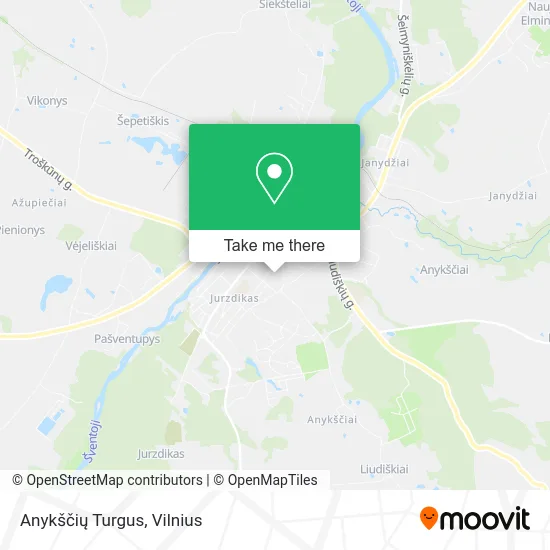Карта Anykščių Turgus