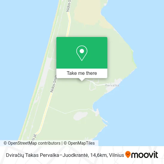 Карта Dviračių Takas Pervalka–Juodkrantė, 14,6km