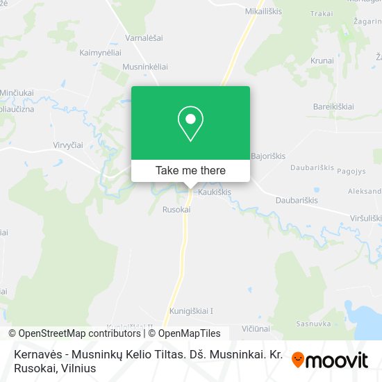 Карта Kernavės - Musninkų Kelio Tiltas. Dš. Musninkai. Kr. Rusokai