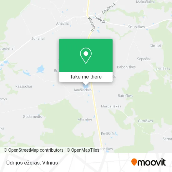 Карта Ūdrijos ežeras