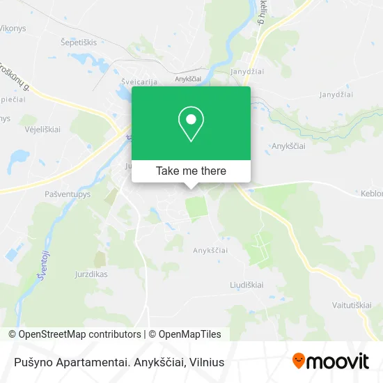 Карта Pušyno Apartamentai. Anykščiai