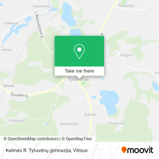 Карта Kelmės R. Tytuvėnų gimnazija