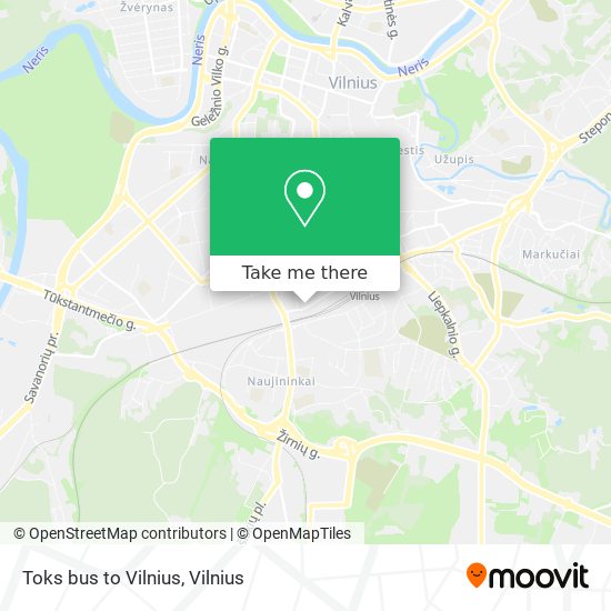 Toks bus to Vilnius map