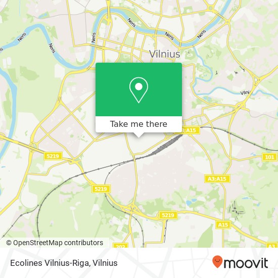 Ecolines Vilnius-Riga map