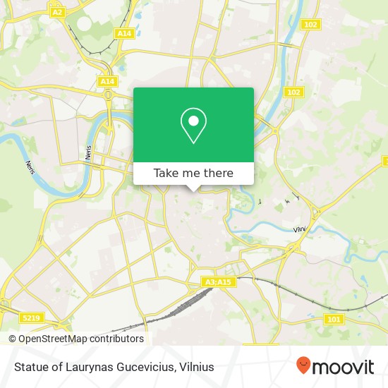 Statue of Laurynas Gucevicius map