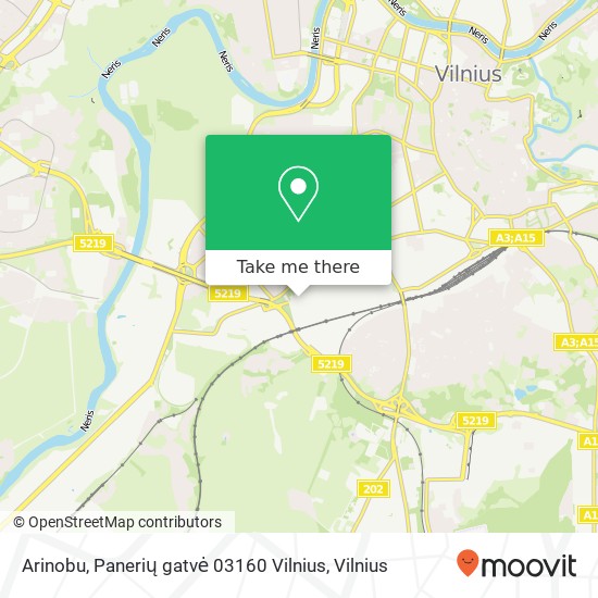 Arinobu, Panerių gatvė 03160 Vilnius map
